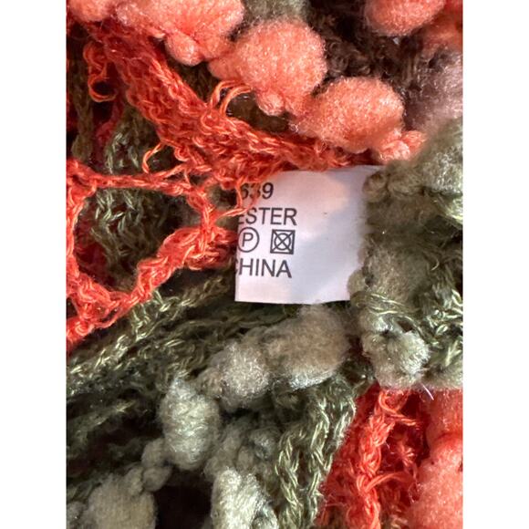 Crochet Ruffle Spiral Fall Autumn Green Orange Beige Cream Potato Chip Scarf - Picture 4 of 4